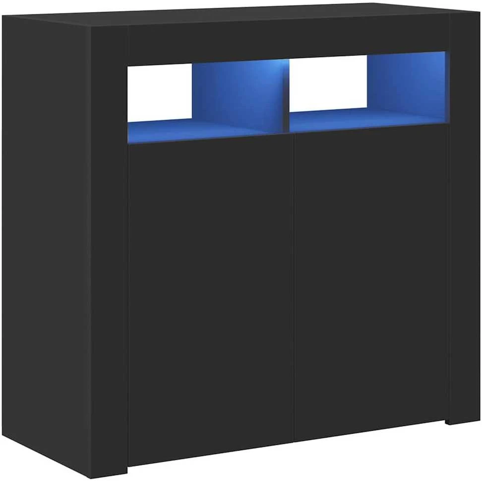 Šoninė spintelė su LED apšvietimu, juodos spalvos, 80x35x75cm