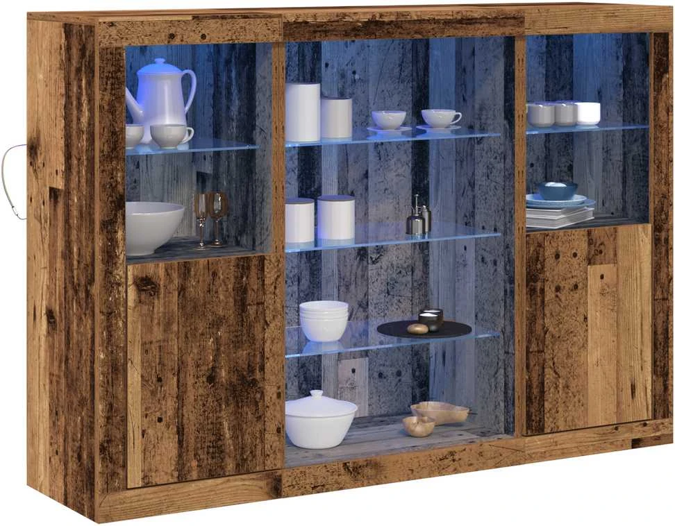 LED Bufetas Senas medis 142,5 x 37 x 100 cm Apdirbta mediena