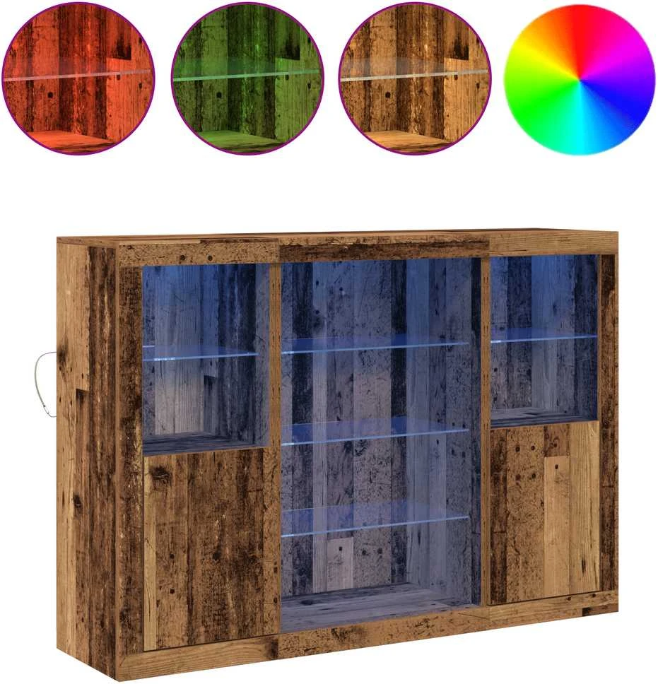 LED Bufetas Senas medis 142,5 x 37 x 100 cm Apdirbta mediena