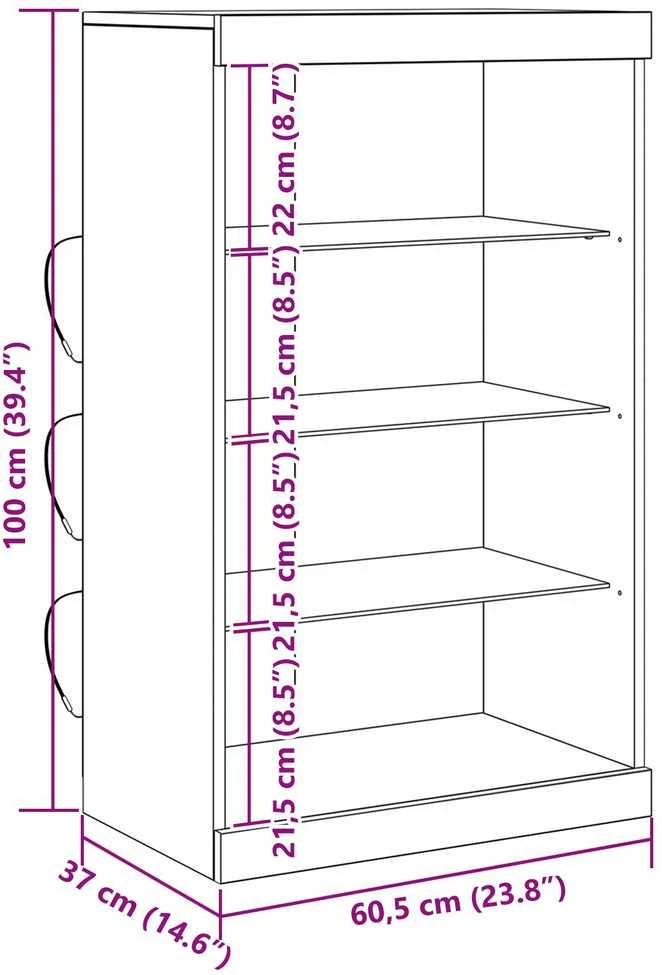 LED Bufetas Amatininkų ąžuolas 60,5 x 37 x 100 cm