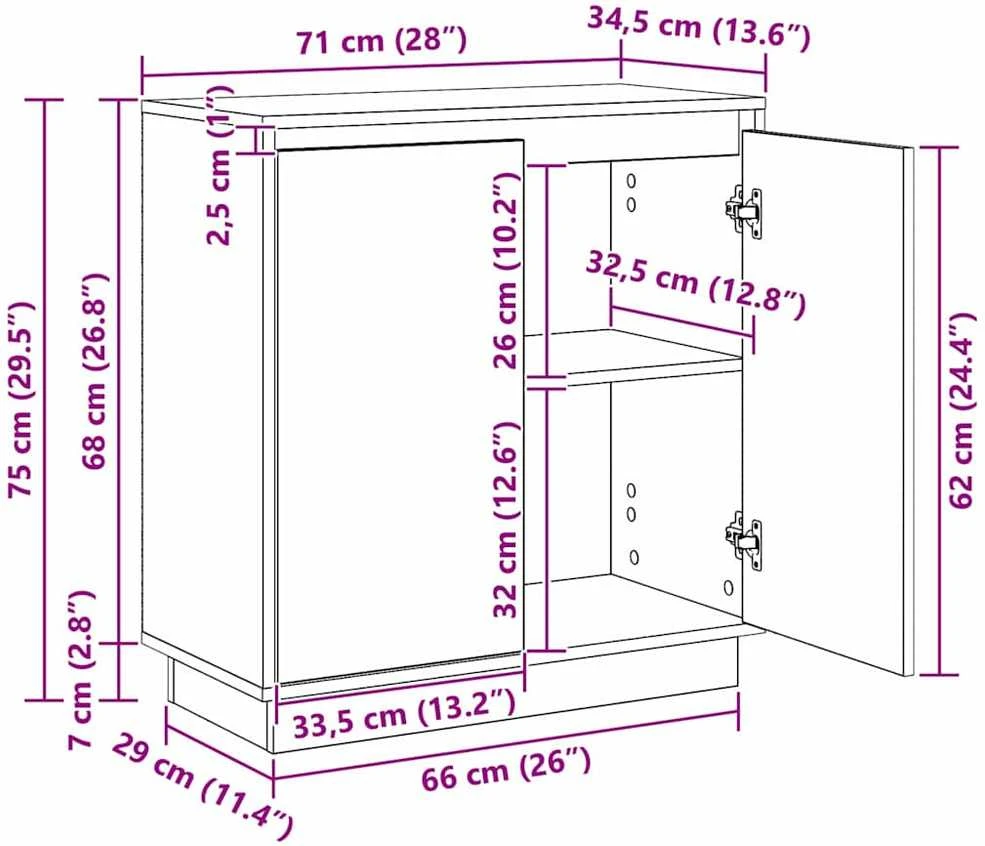 LED Bufetas Artisano ąžuolo 71 x 34,5 x 75 cm Apdirbta mediena