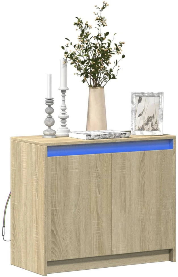 Šoninė spintelė su LED, ąžuolo, 72x34x61cm, apdirbta mediena