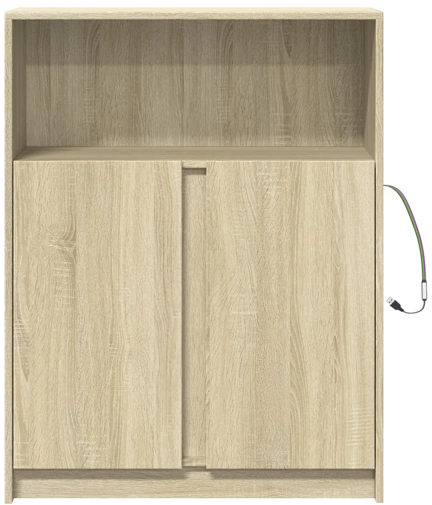 Šoninė spintelė su LED, ąžuolo, 77x34x100cm, apdirbta mediena