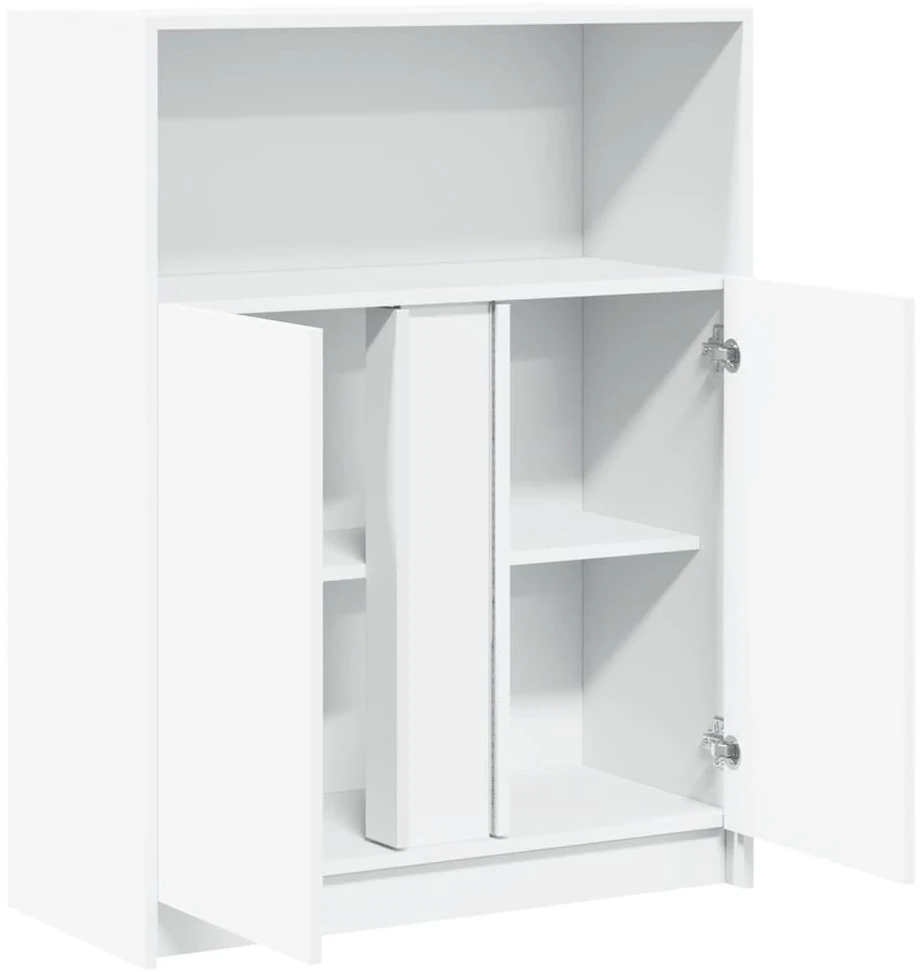 Šoninė spintelė su LED, balta, 77x34x100cm, apdirbta mediena