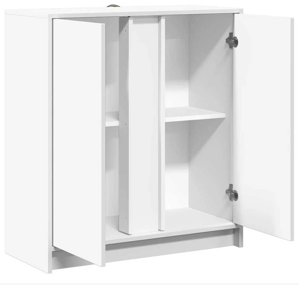 Šoninė spintelė su LED, balta, 77x34x85cm, apdirbta mediena