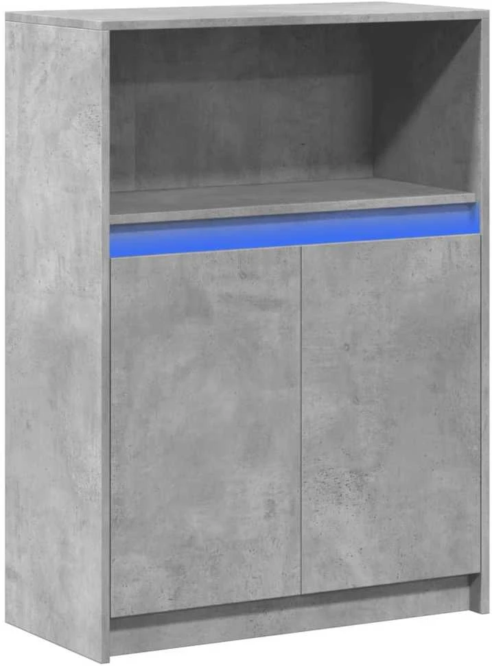 Šoninė spintelė su LED, betono, 72x34x100cm, apdirbta mediena