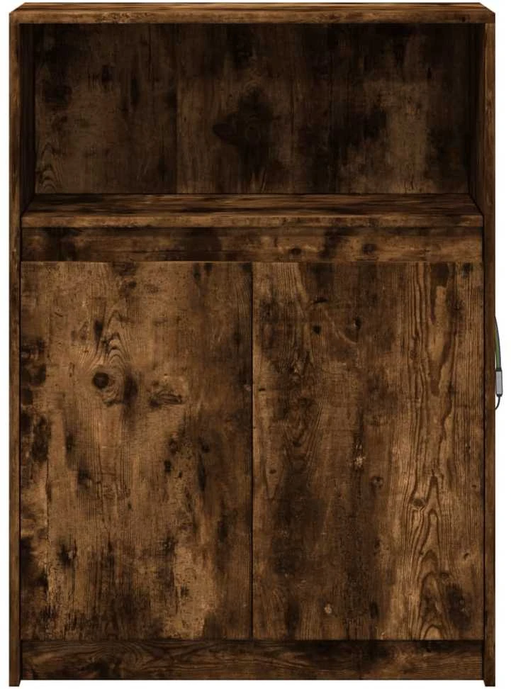 Šoninė spintelė su LED, dūminio ąžuolo, 72x34x100cm, mediena