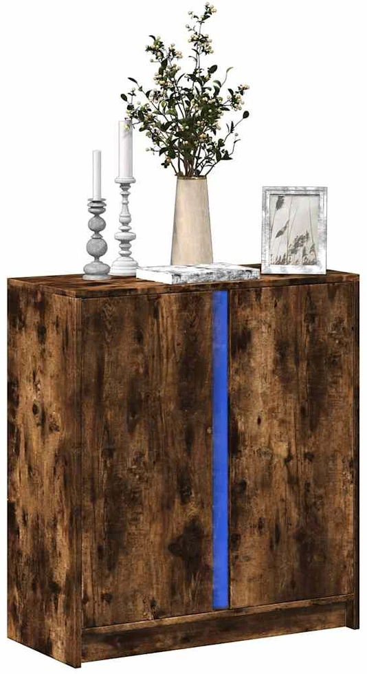 Šoninė spintelė su LED, dūminio ąžuolo, 77x34x85cm, mediena