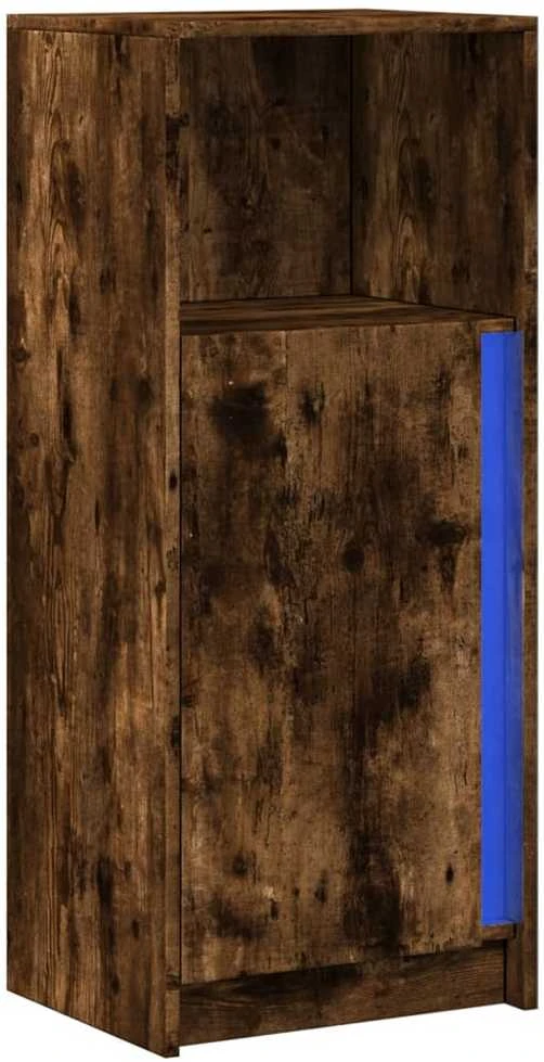 Šoninė spintelė su LED, dūminio ąžuolo, 42,5x34x100cm, mediena