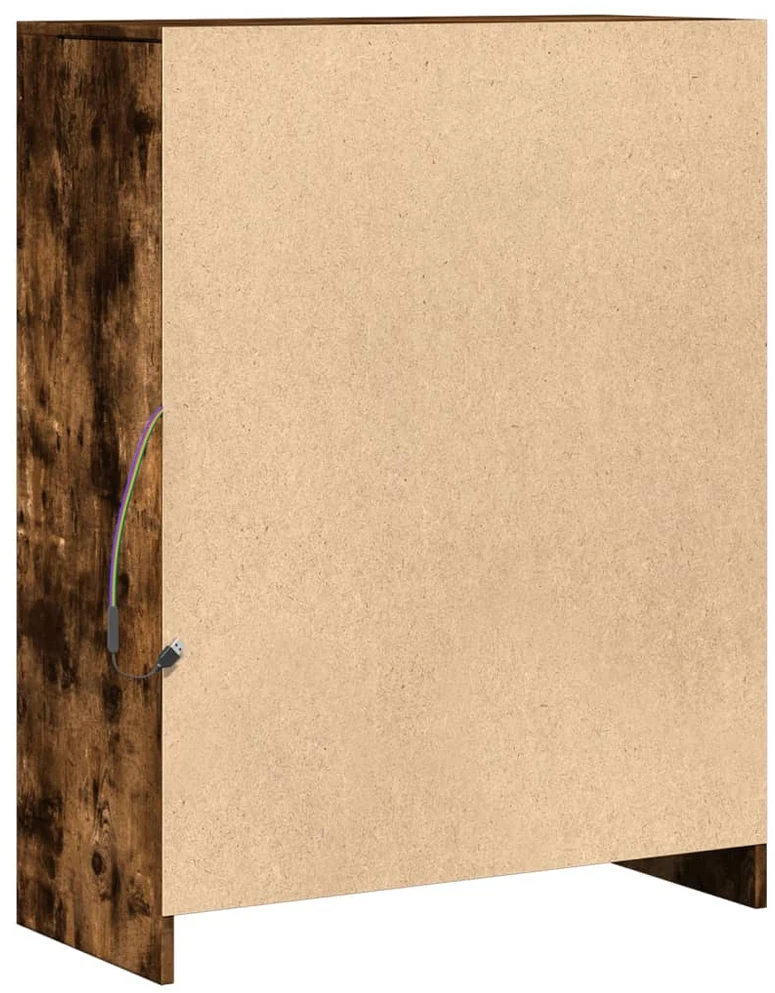 Šoninė spintelė su LED, dūminio ąžuolo, 77x34x100cm, mediena