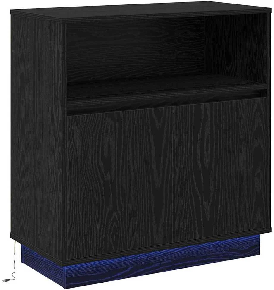LED Bufetas Juodas ąžuolas 71 x 34,5 x 75 cm Apdirbta mediena