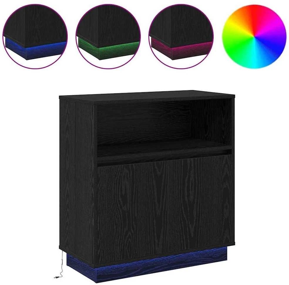 LED Bufetas Juodas ąžuolas 71 x 34,5 x 75 cm Apdirbta mediena