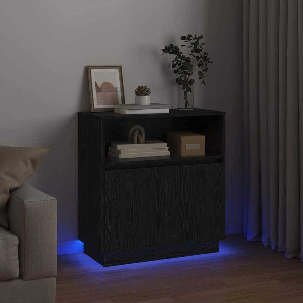 LED Bufetas Juodas ąžuolas 71 x 34,5 x 75 cm Apdirbta mediena
