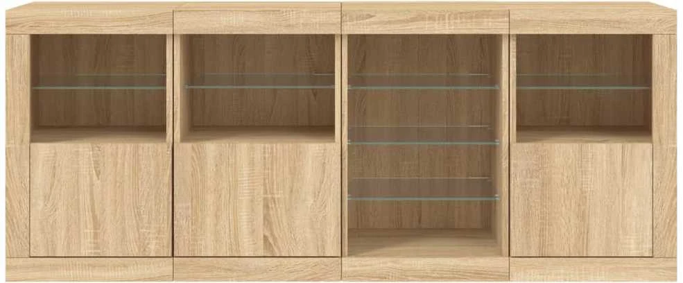 Šoninė spintelė su LED lemputėmis, ąžuolo, 164x37x67cm