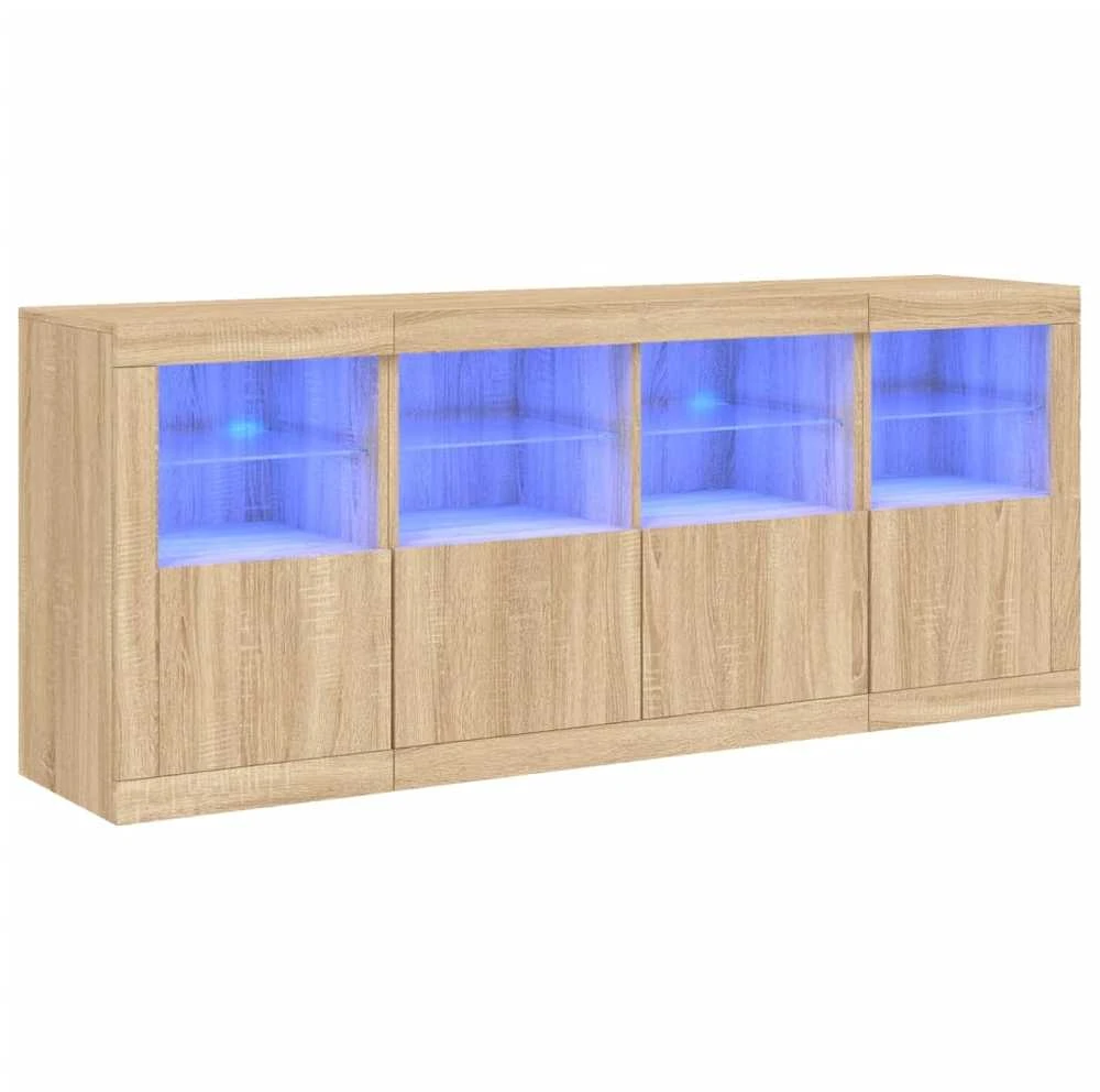 Šoninė spintelė su LED lemputėmis, ąžuolo, 163x37x67cm