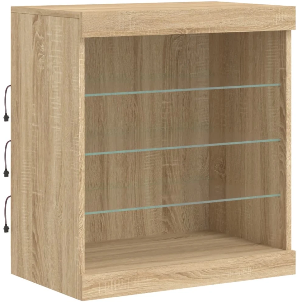 Šoninė spintelė su LED lemputėmis, ąžuolo, 142,5x37x67cm
