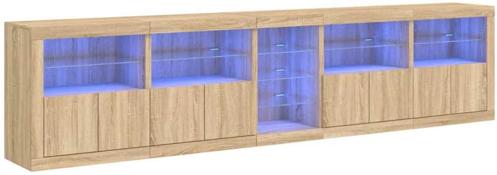 Šoninė spintelė su LED lemputėmis, ąžuolo spalvos, 283x37x67cm