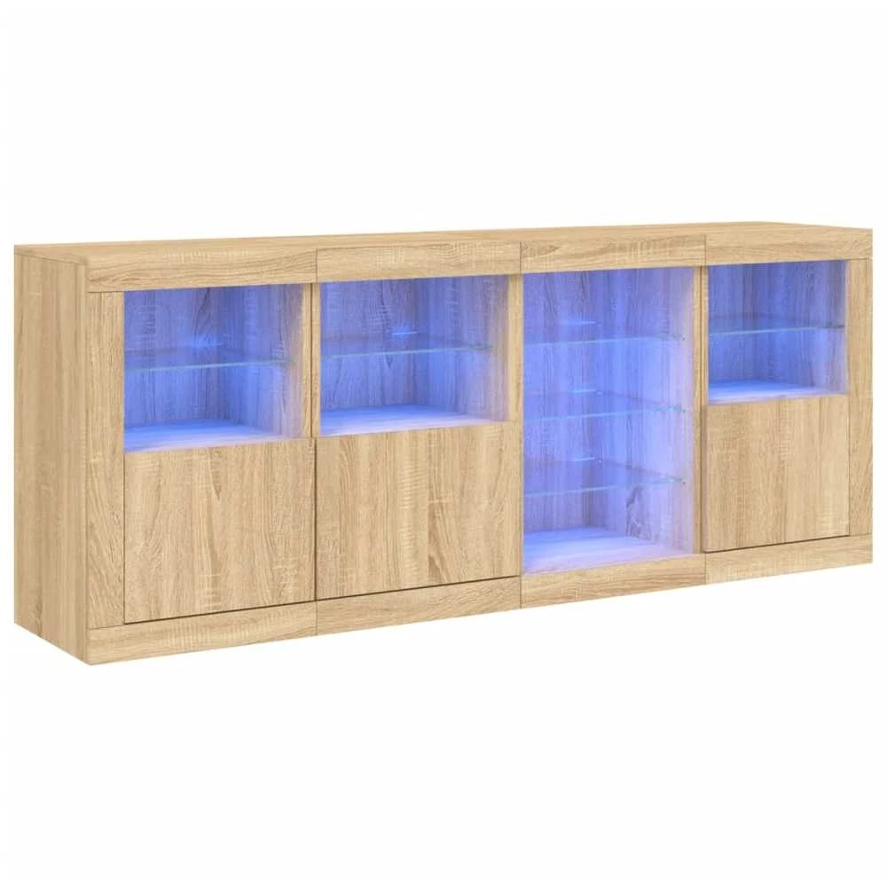 Šoninė spintelė su LED lemputėmis, ąžuolo, 164x37x67cm
