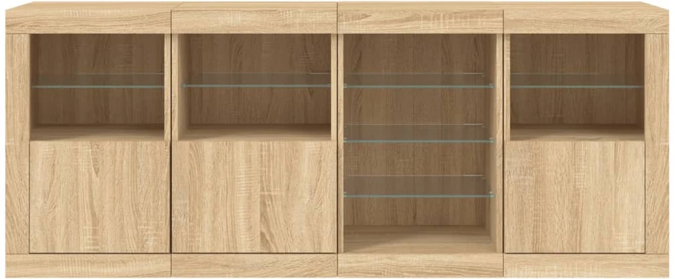 Šoninė spintelė su LED lemputėmis, ąžuolo, 164x37x67cm