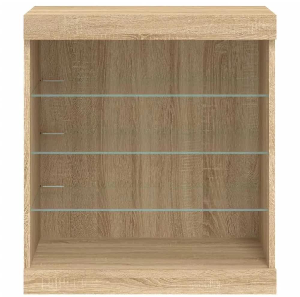 Šoninė spintelė su LED lemputėmis, ąžuolo spalvos, 60,5x37x67cm
