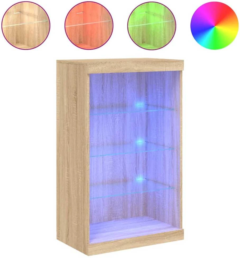 Šoninė spintelė su LED lemputėmis, ąžuolo, 60,5x37x100cm
