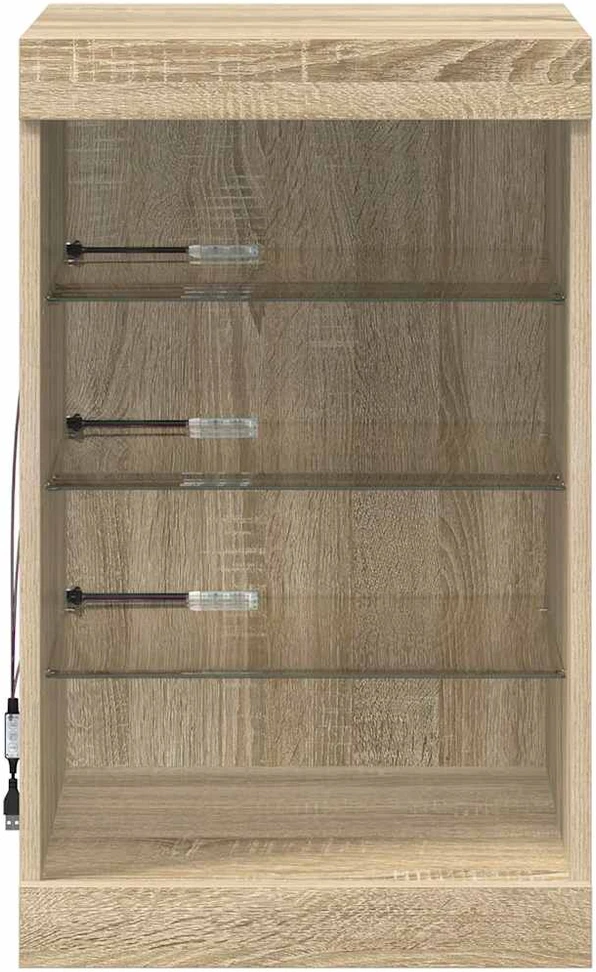 Šoninė spintelė su LED lemputėmis, ąžuolo spalvos, 41x37x67cm