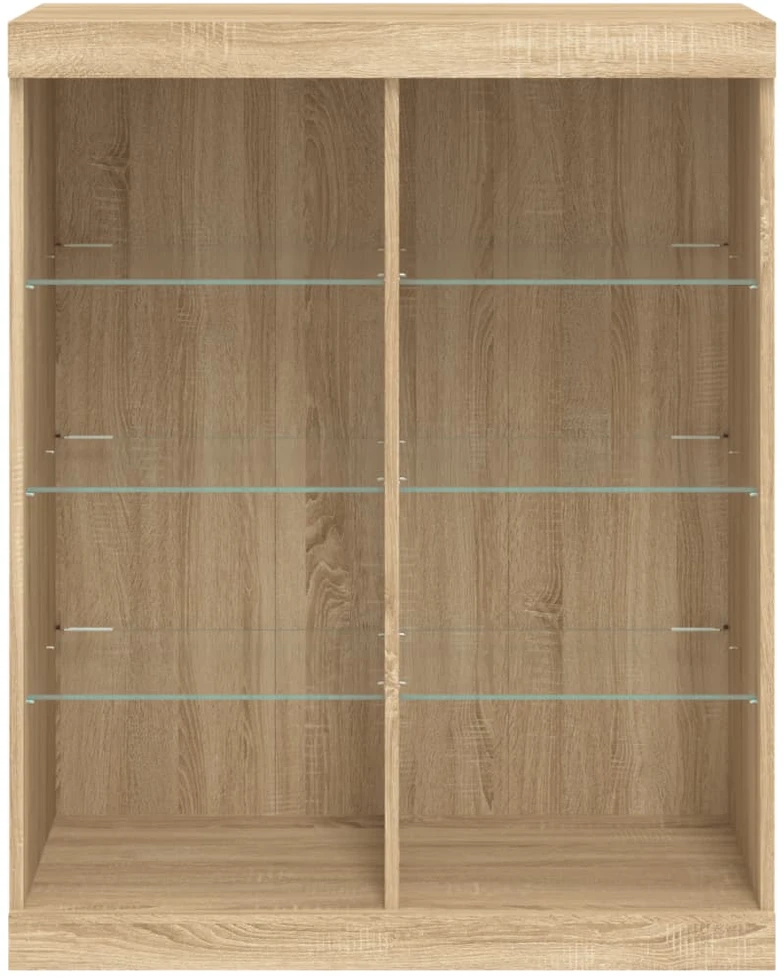 Šoninė spintelė su LED lemputėmis, ąžuolo spalvos, 81x37x100cm