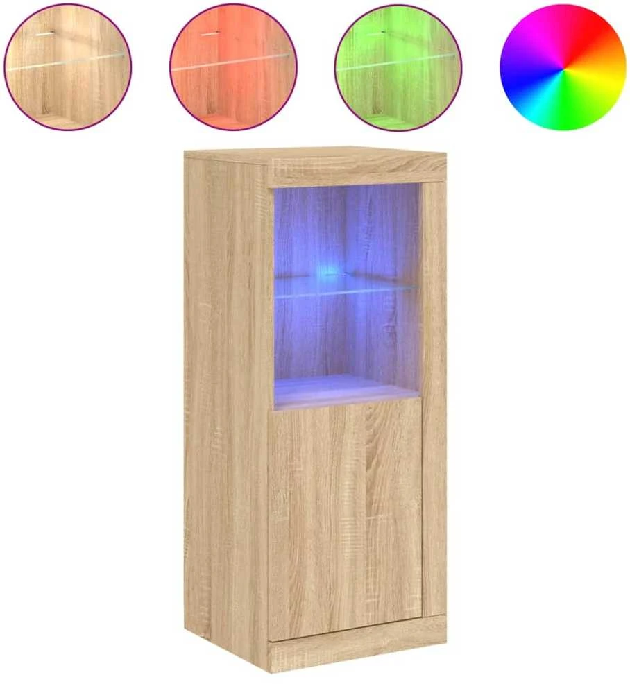 Šoninė spintelė su LED lemputėmis, ąžuolo spalvos, 41x37x100cm