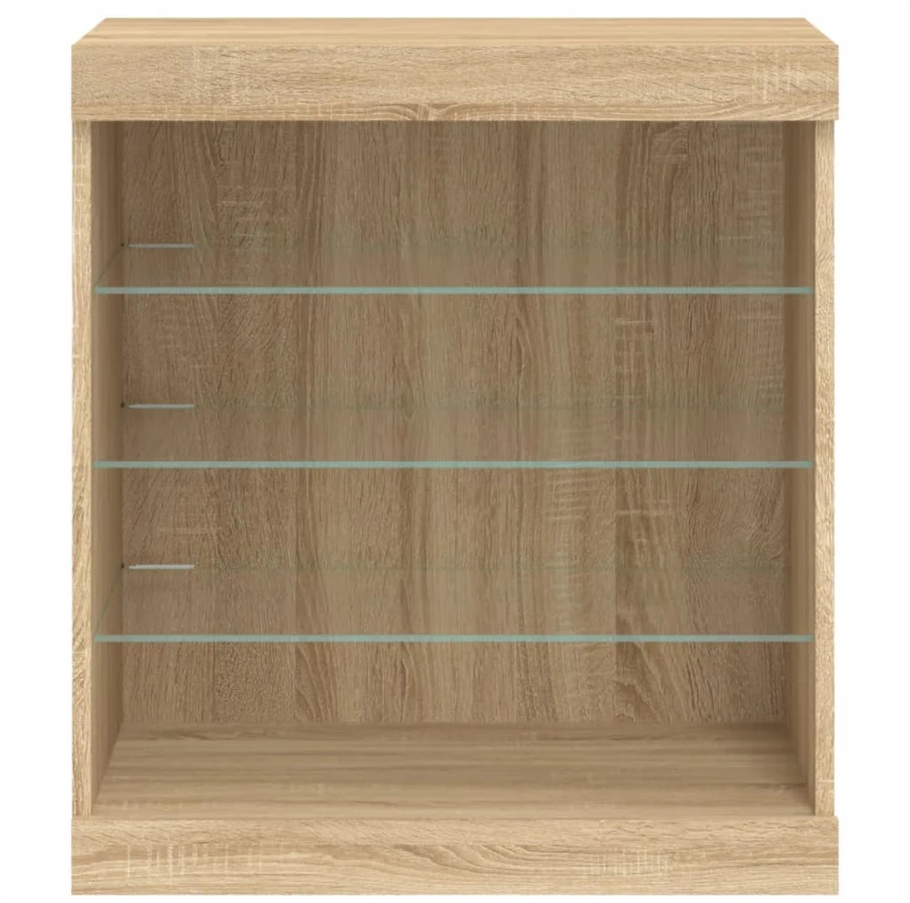 Šoninė spintelė su LED lemputėmis, ąžuolo spalvos, 60,5x37x67cm