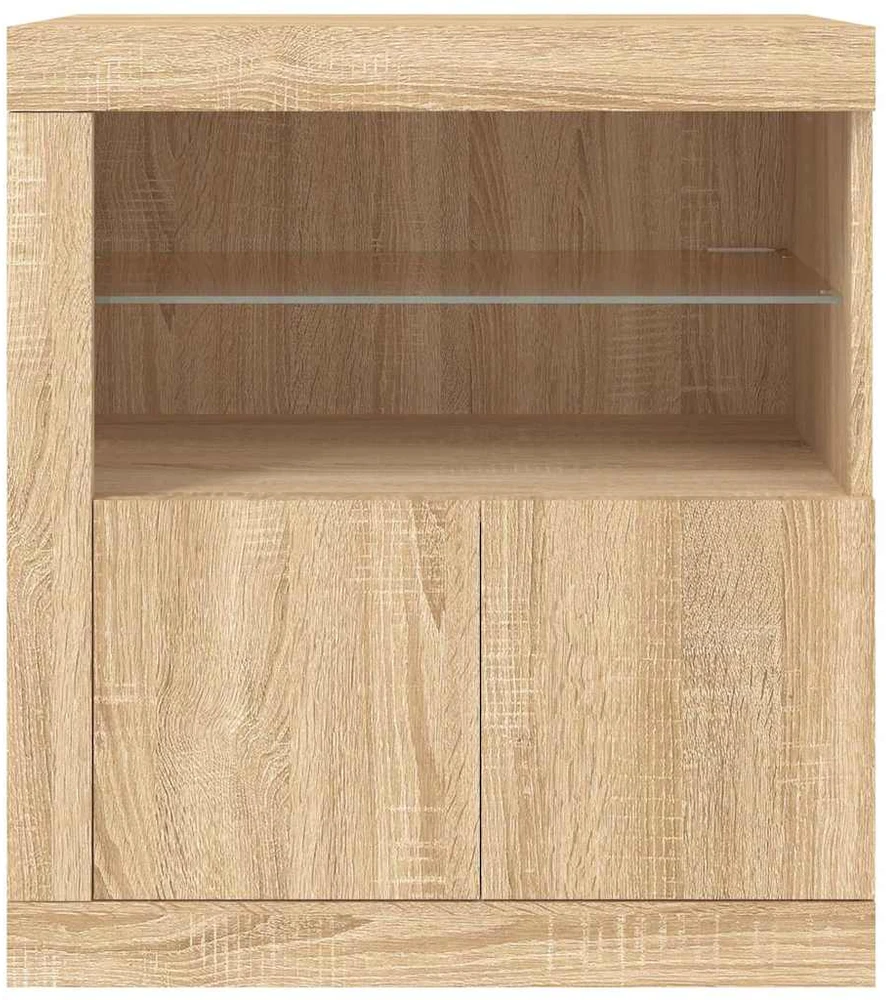 Šoninė spintelė su LED lemputėmis, ąžuolo spalvos, 60,5x37x67cm
