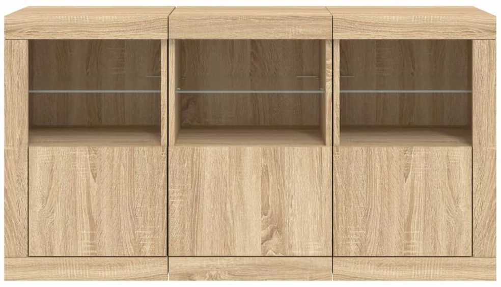 Šoninė spintelė su LED lemputėmis, ąžuolo, 123x37x67cm