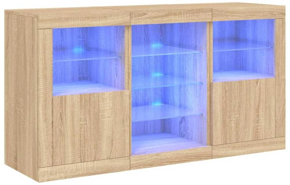 Šoninė spintelė su LED lemputėmis, ąžuolo, 123x37x67cm