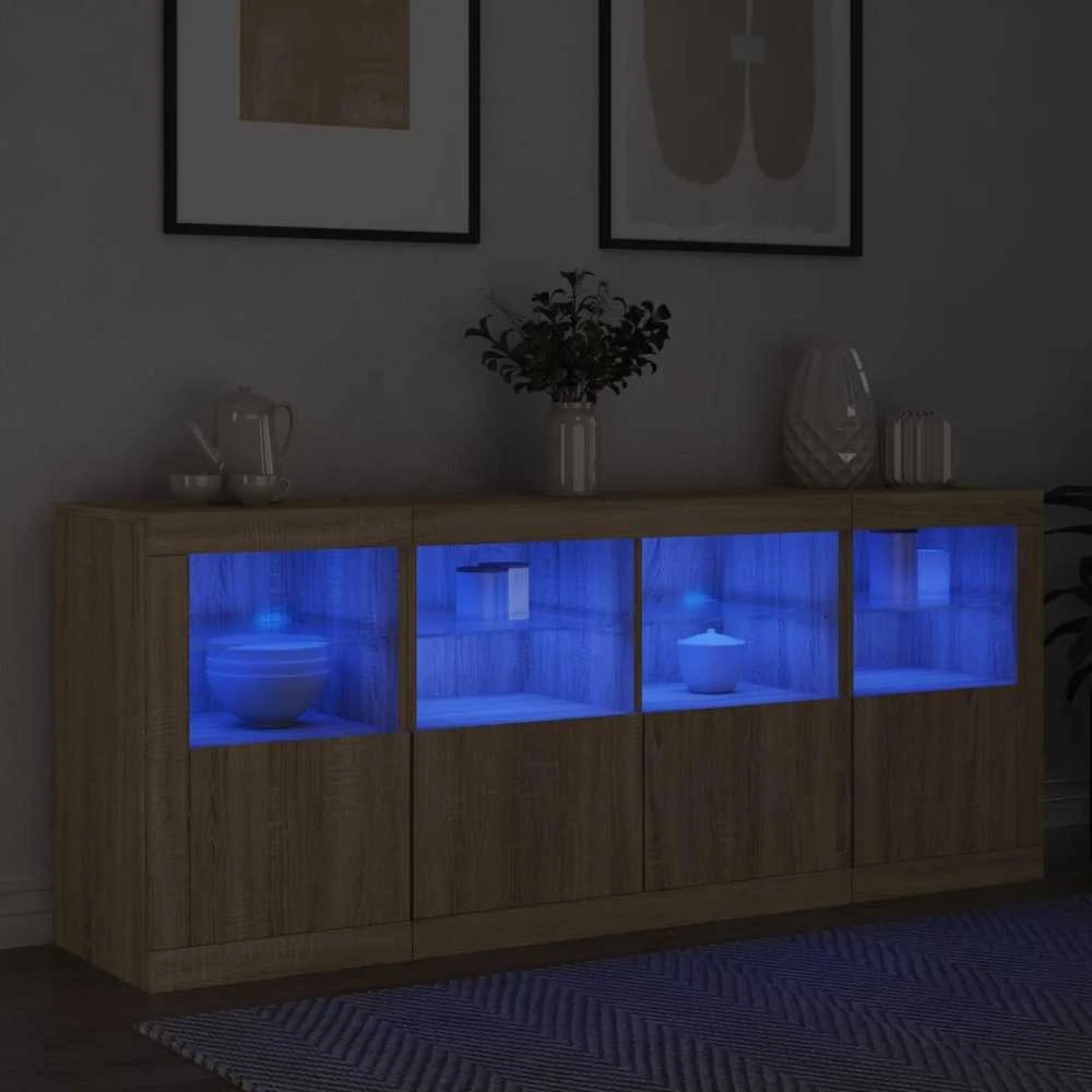 Šoninė spintelė su LED lemputėmis, ąžuolo, 163x37x67cm