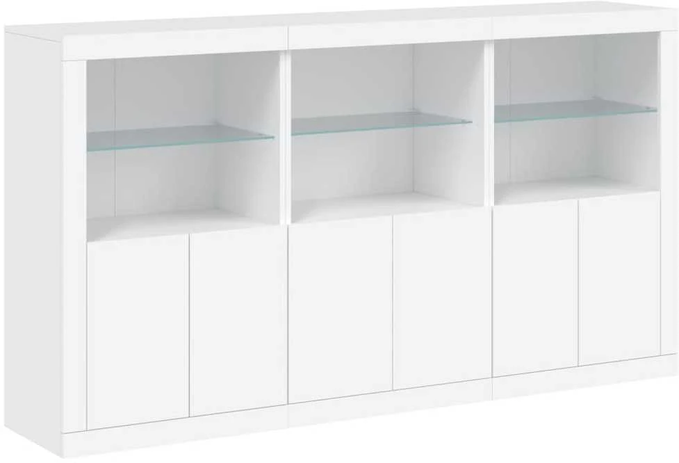 Šoninė spintelė su LED lemputėmis, balta, 181,5x37x100cm