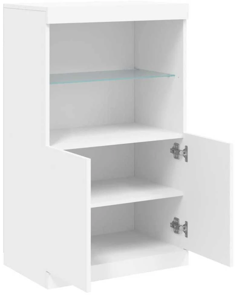 Šoninė spintelė su LED lemputėmis, balta, 60,5x37x100cm