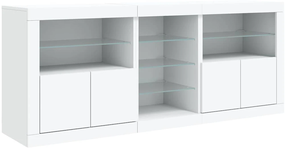 Šoninė spintelė su LED lemputėmis, balta, 181,5x37x67cm