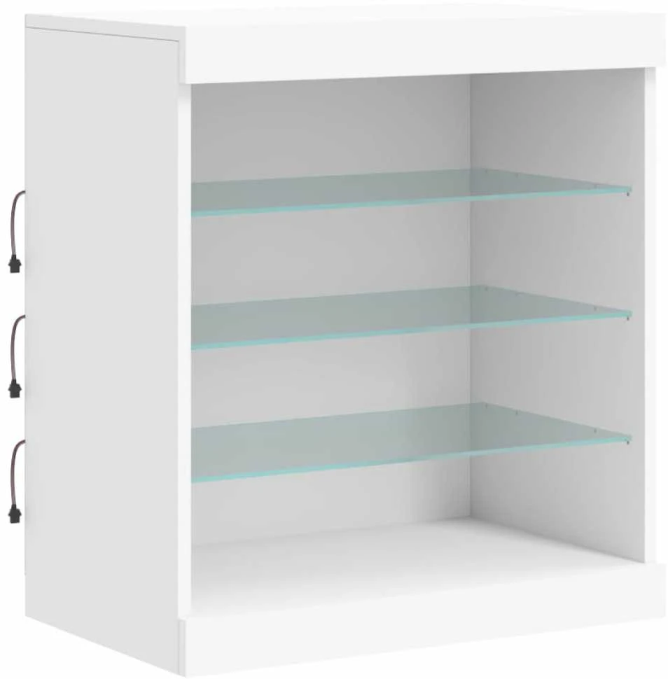 Šoninė spintelė su LED lemputėmis, balta, 181,5x37x67cm
