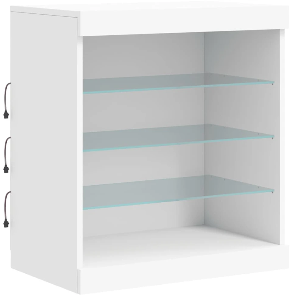 Šoninė spintelė su LED lemputėmis, balta, 142,5x37x67cm