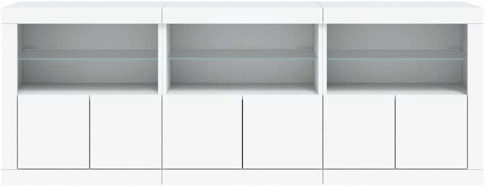 Šoninė spintelė su LED lemputėmis, balta, 181,5x37x67cm