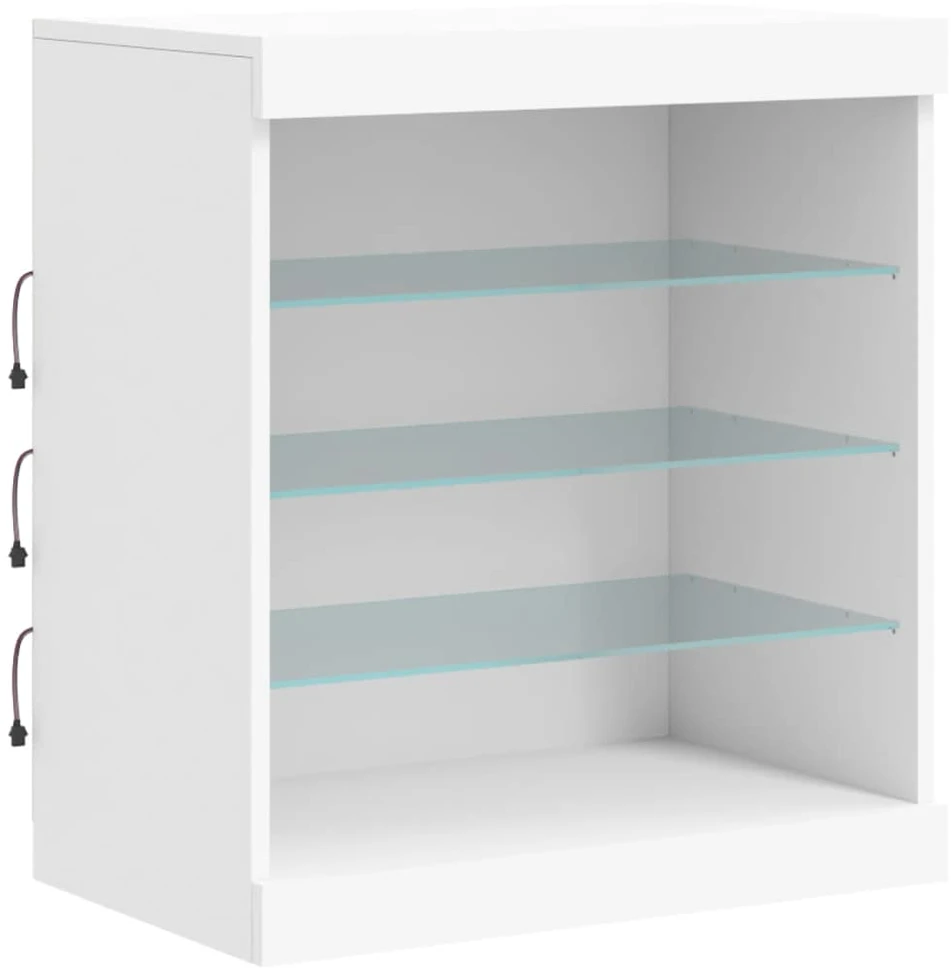 Šoninė spintelė su LED lemputėmis, balta, 181,5x37x67cm