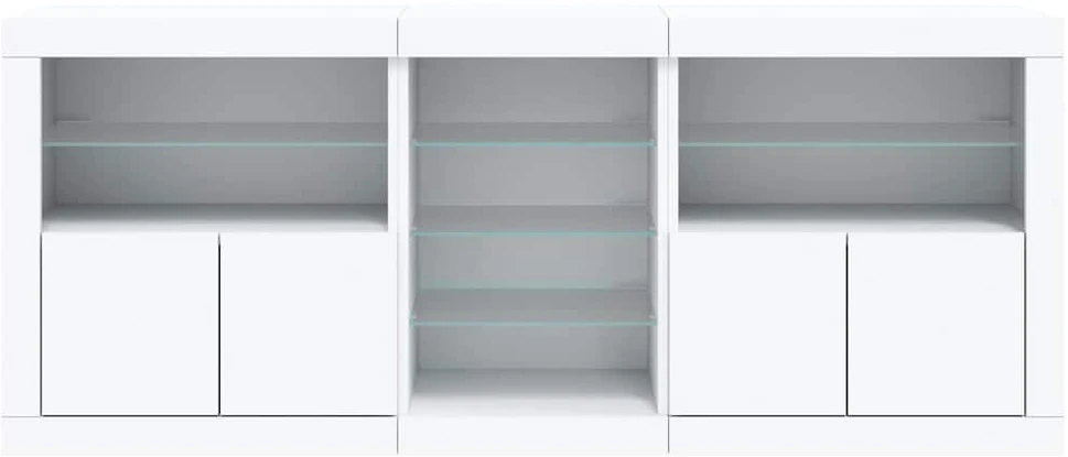 Šoninė spintelė su LED lemputėmis, balta, 181,5x37x67cm