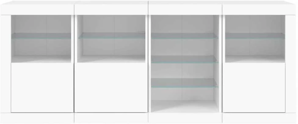 Šoninė spintelė su LED lemputėmis, baltos spalvos, 164x37x67cm