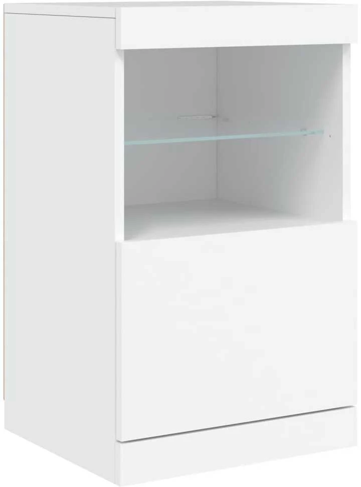 Šoninė spintelė su LED lemputėmis, baltos spalvos, 123x37x67cm