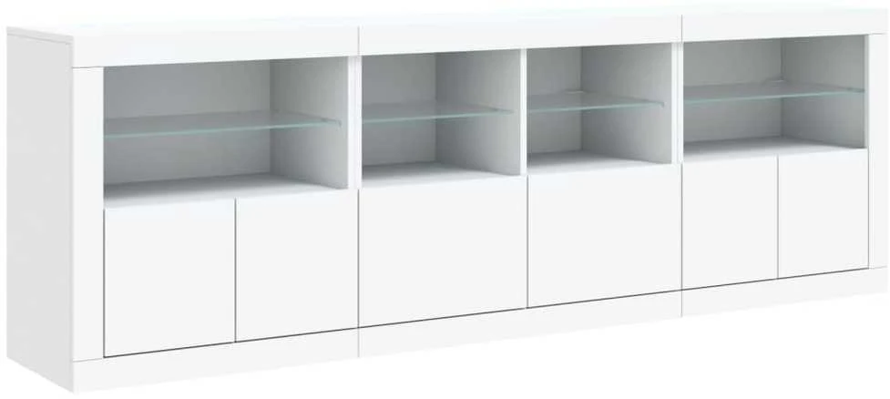 Šoninė spintelė su LED lemputėmis, baltos spalvos, 202x37x67cm