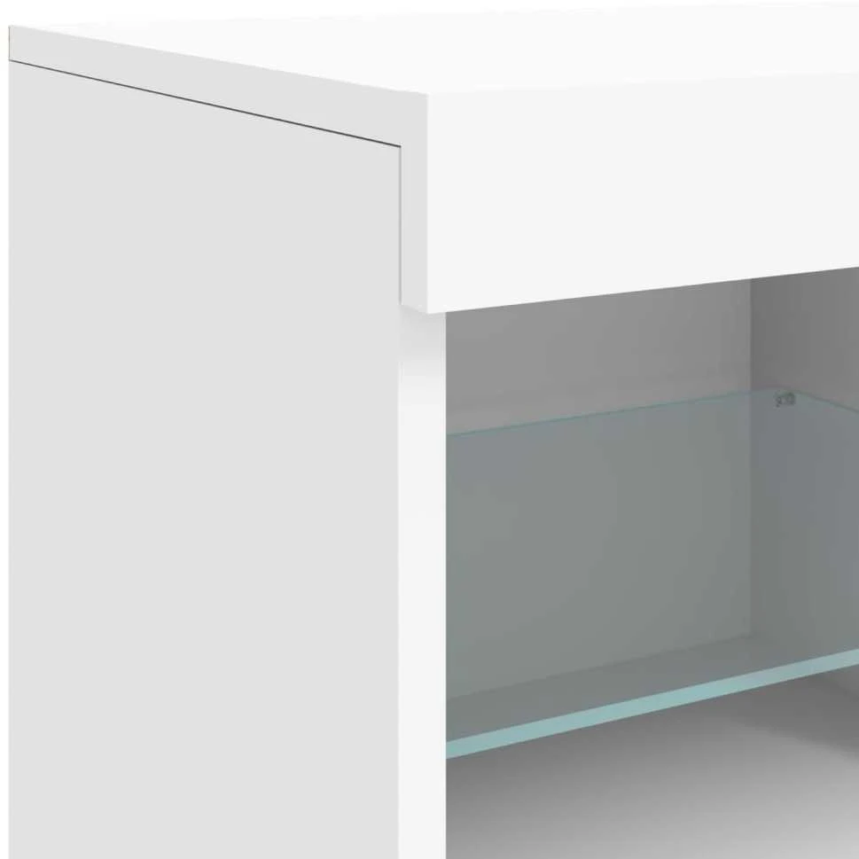 Šoninė spintelė su LED lemputėmis, baltos spalvos, 202x37x67cm