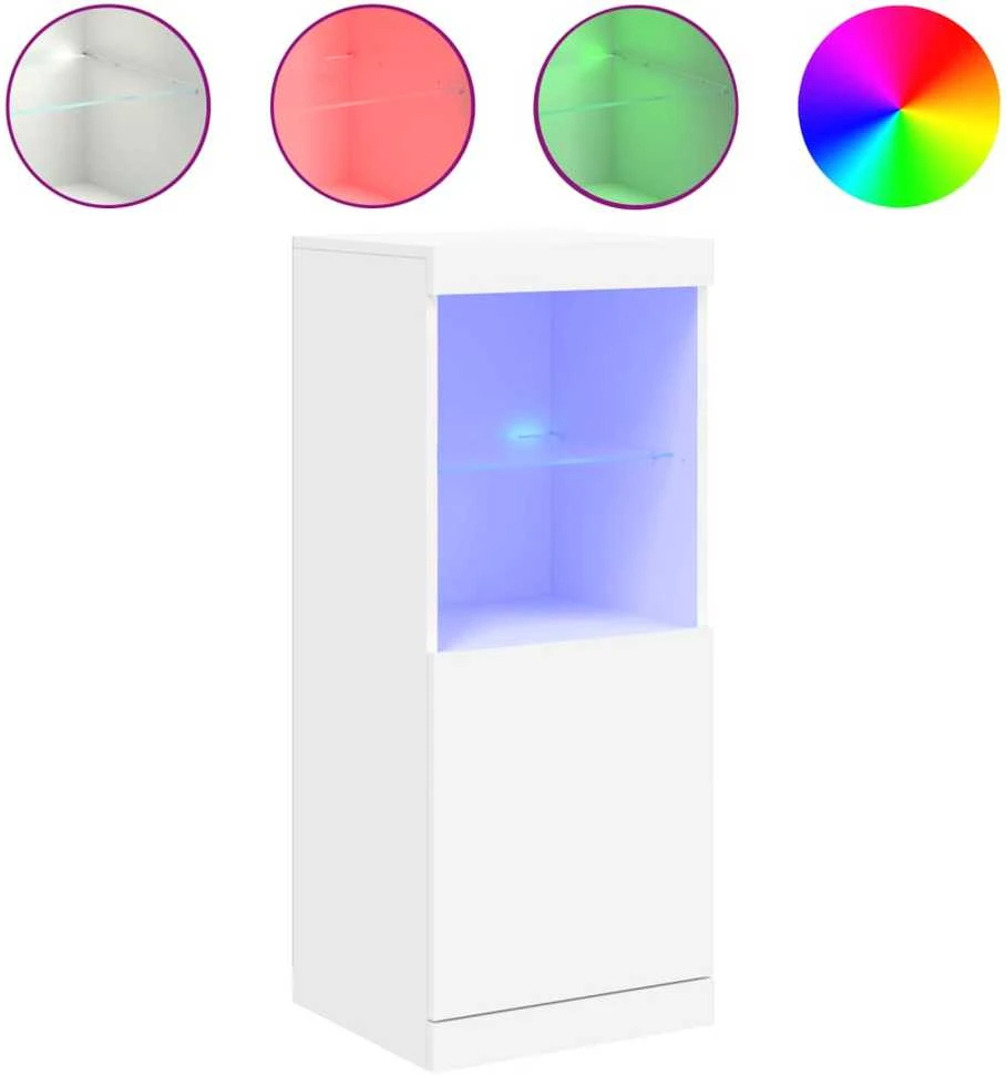 Šoninė spintelė su LED lemputėmis, baltos spalvos, 41x37x100cm