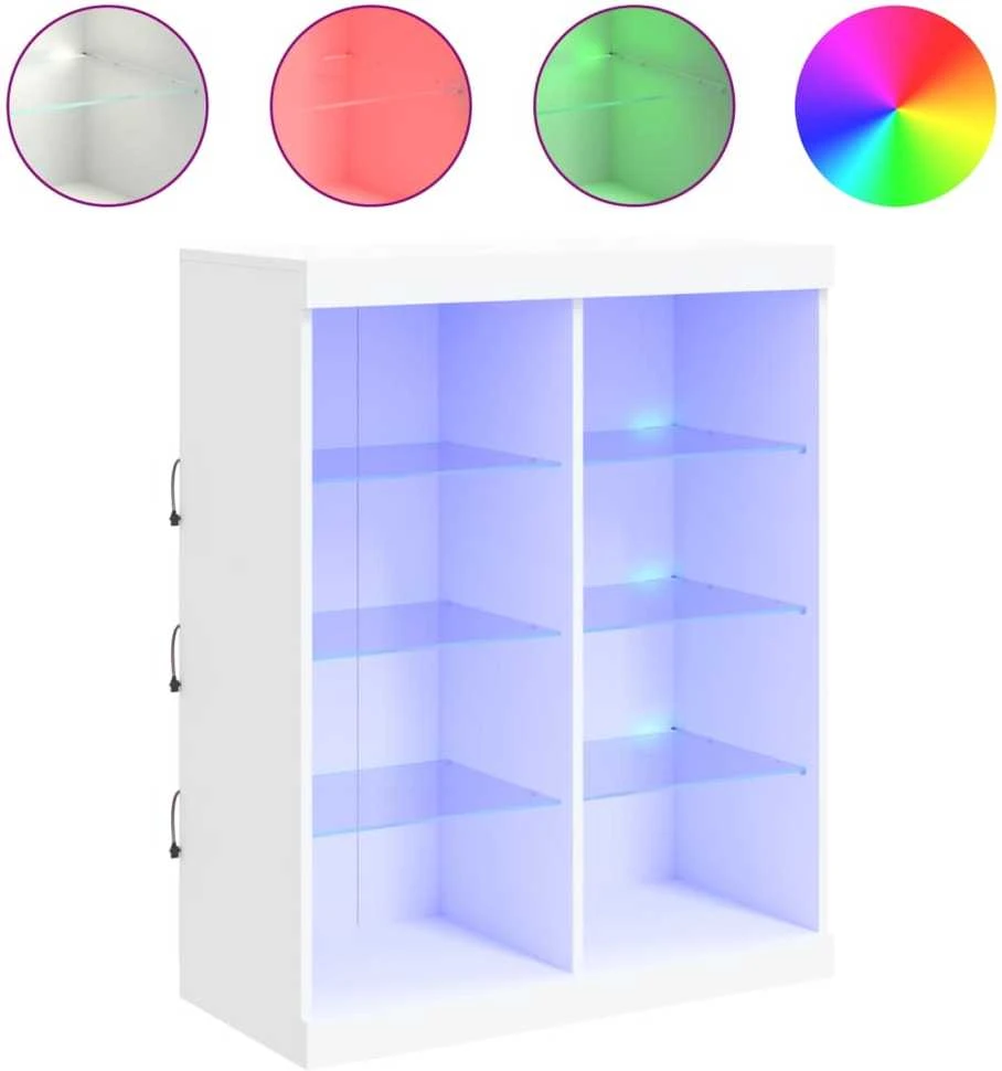 Šoninė spintelė su LED lemputėmis, baltos spalvos, 81x37x100cm