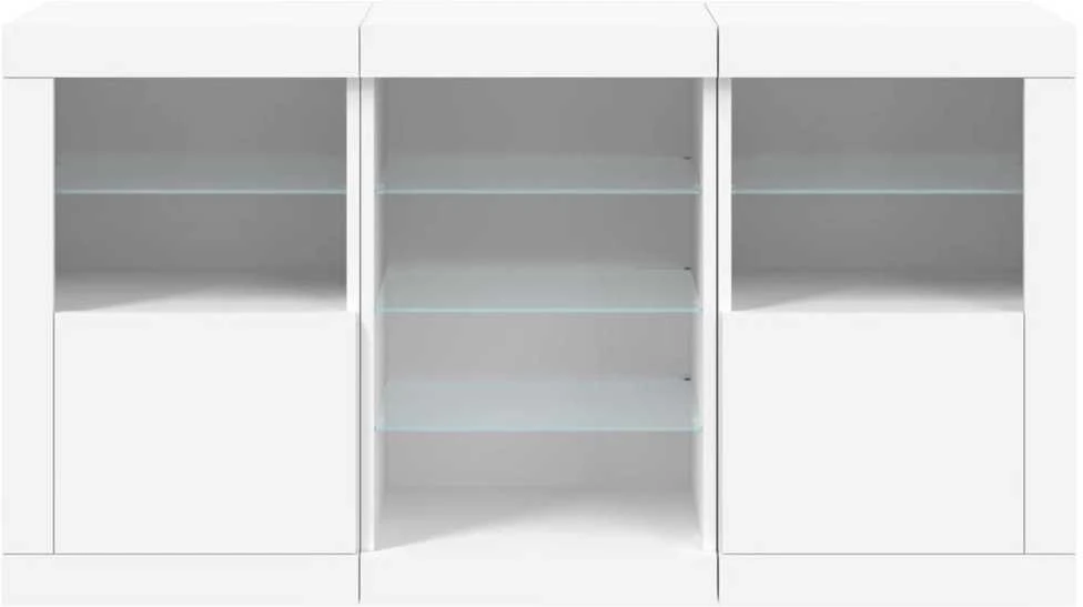 Šoninė spintelė su LED lemputėmis, baltos spalvos, 123x37x67cm