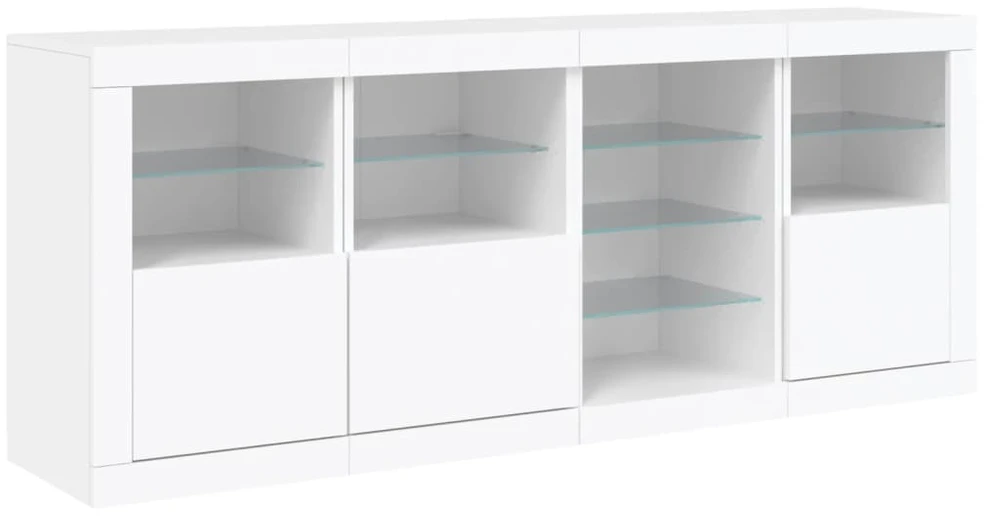 Šoninė spintelė su LED lemputėmis, baltos spalvos, 164x37x67cm