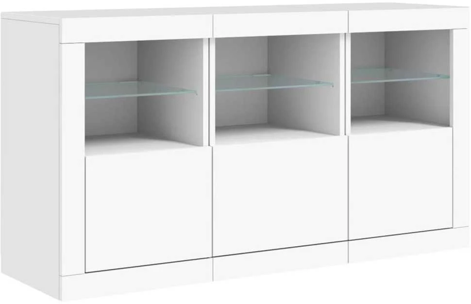 Šoninė spintelė su LED lemputėmis, baltos spalvos, 123x37x67cm